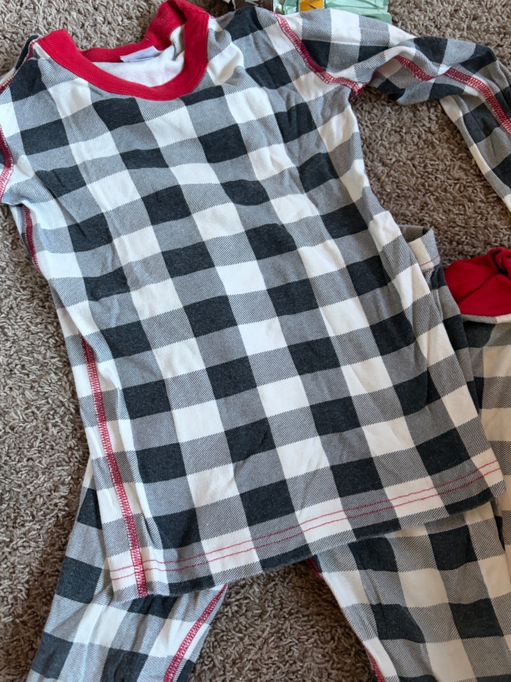Hanna Andersson Black & White Buffalo Check Pajama Set with Red Trim
